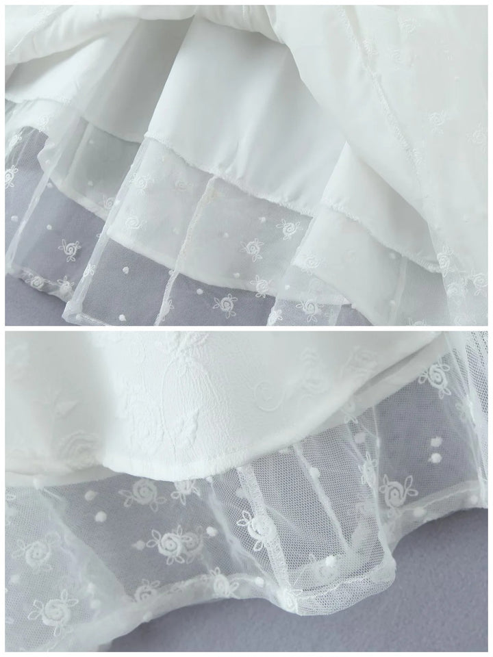 レイヤード風シアーレースミディスカート