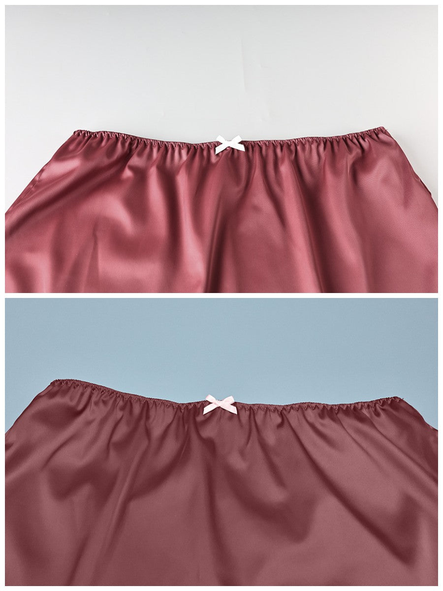 サテンレースミニスカート