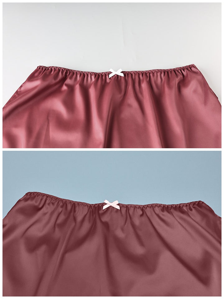 サテンレースミニスカート