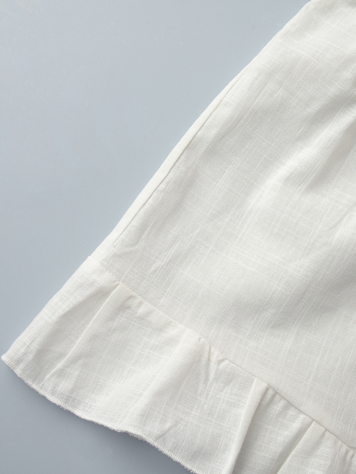 レースアップシャツフリルショートパンツセット