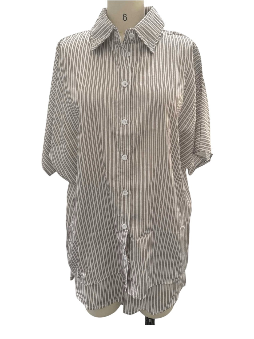 ストライプルーズ半袖シャツショーツセット