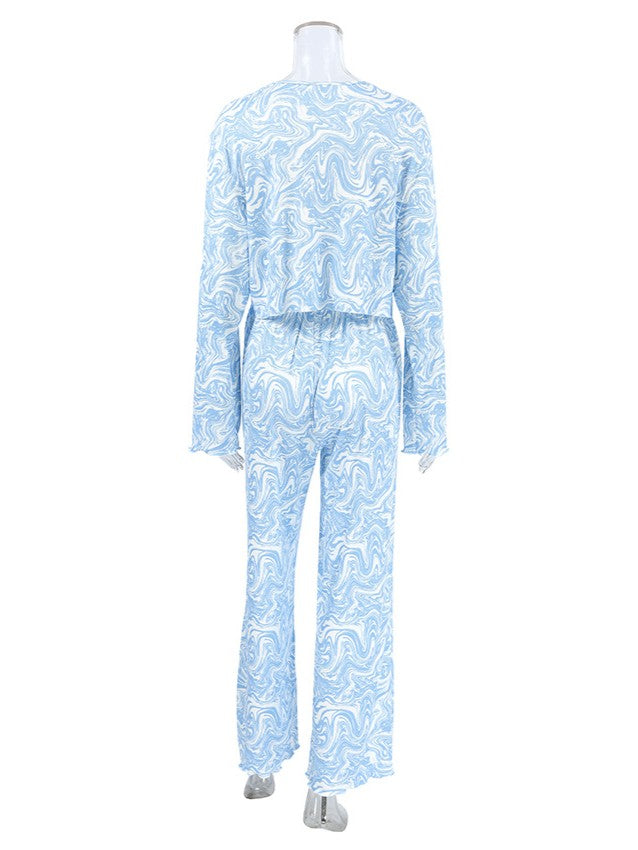 マーブルリブレースアップパンツセットアップ