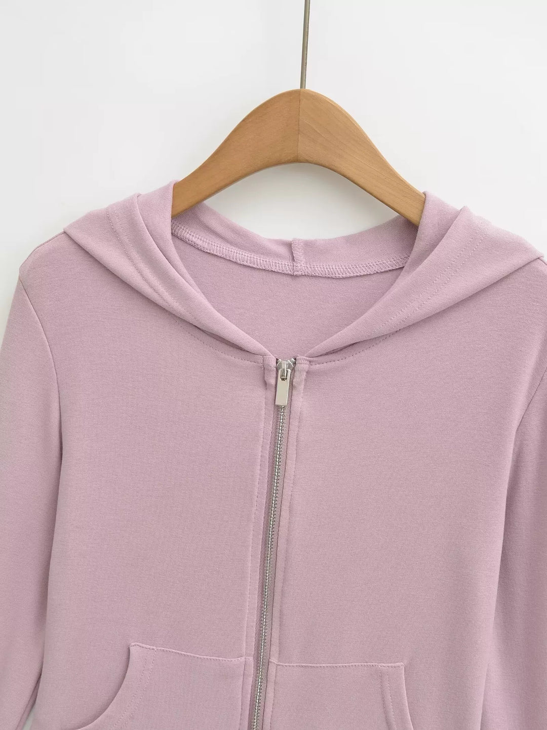 ベーシックソリッドカラージップアップパーカー