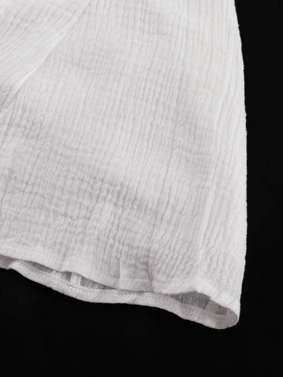 コットンモスリンロープベルト付きミニワンピース