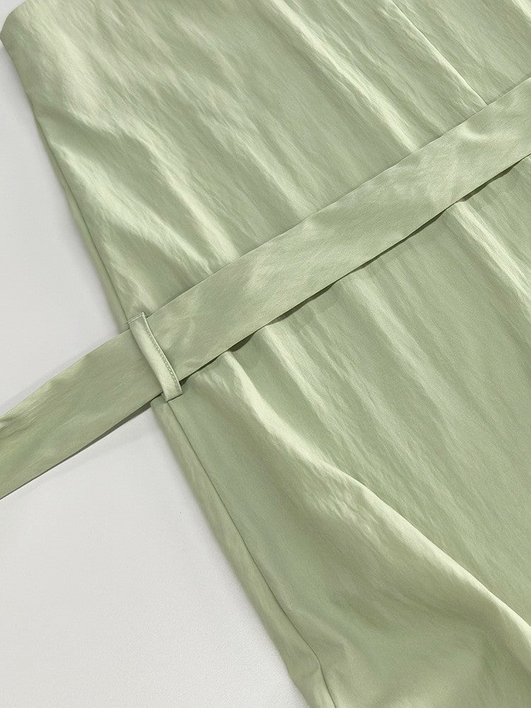 ショルダーウエストリボンスリットワンピース