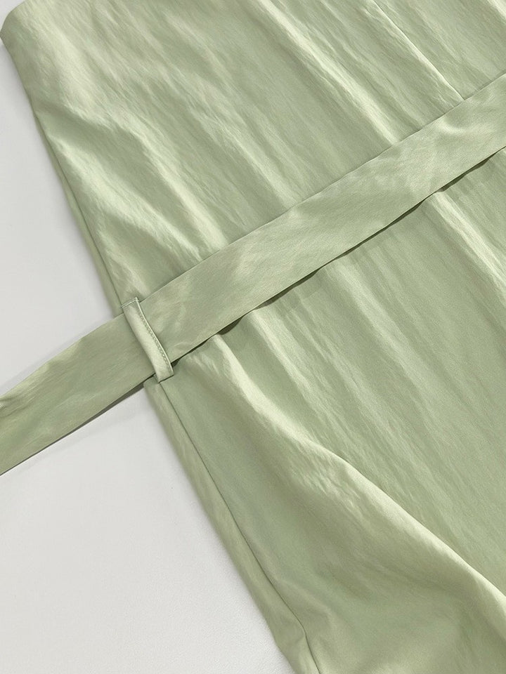 ショルダーウエストリボンスリットワンピース