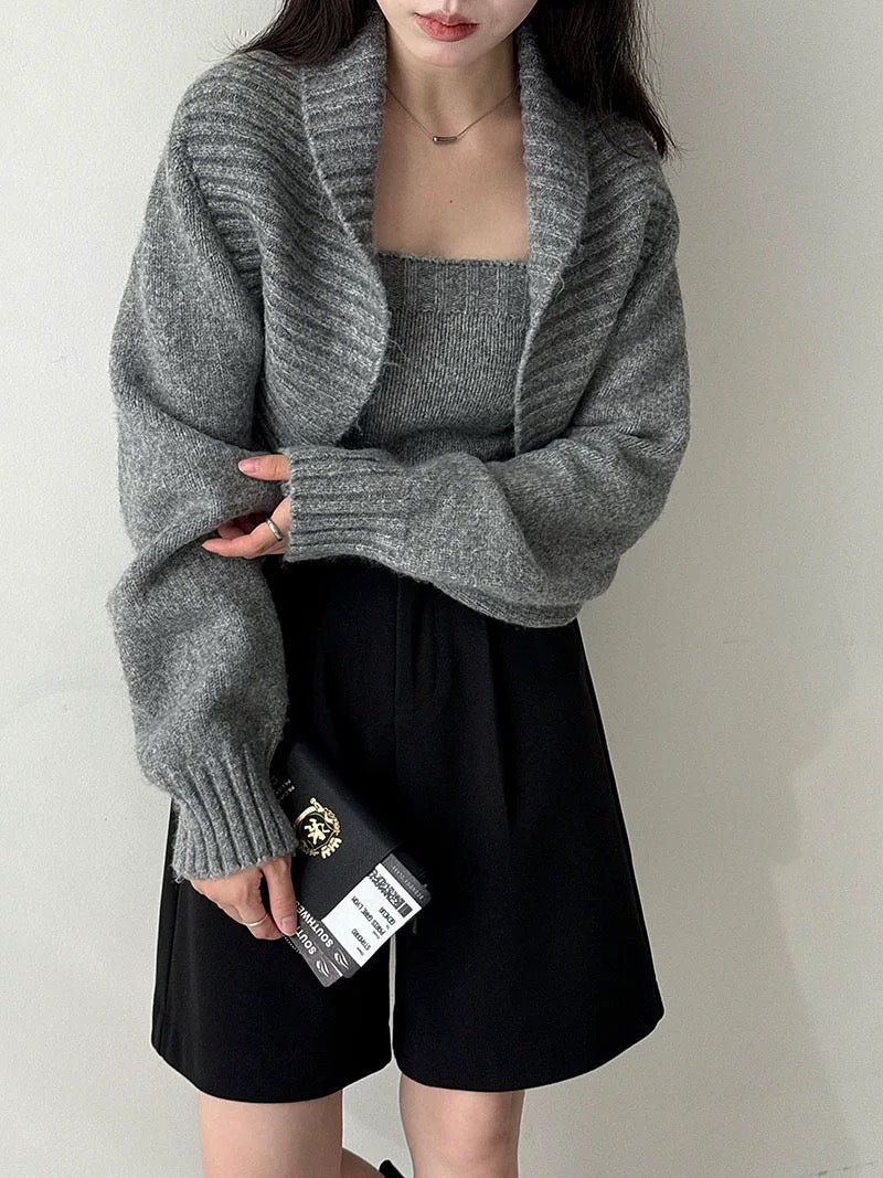 ウール混ニットボレロアンサンブル