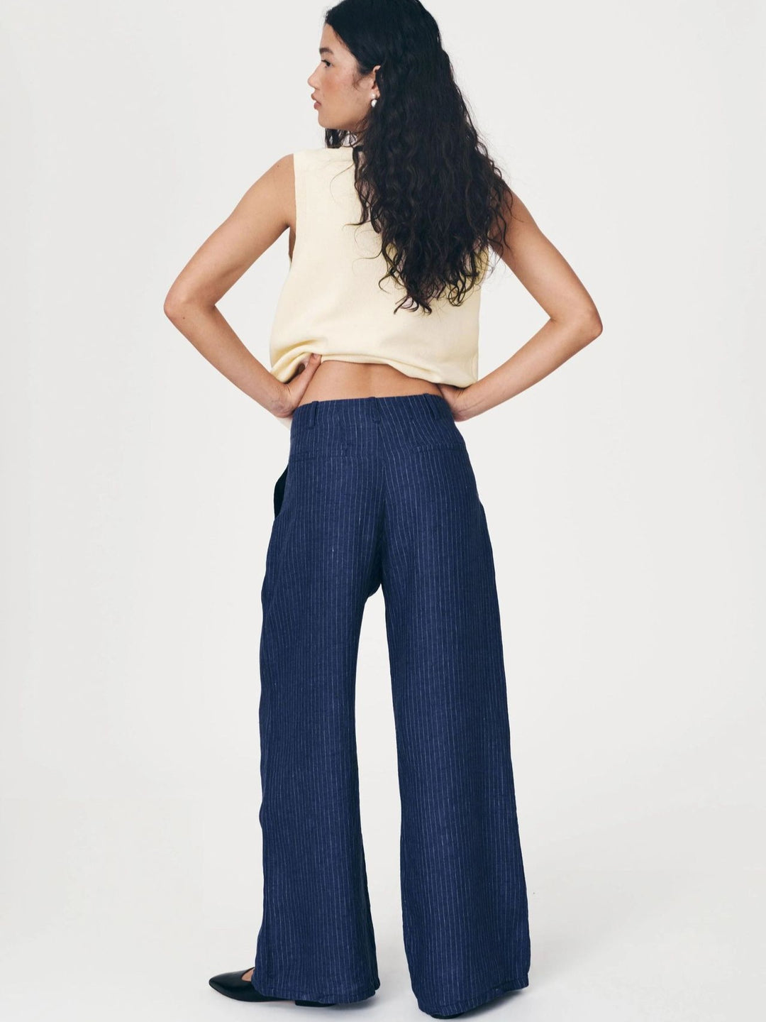 ピンストライプシャツパンツセットアップ