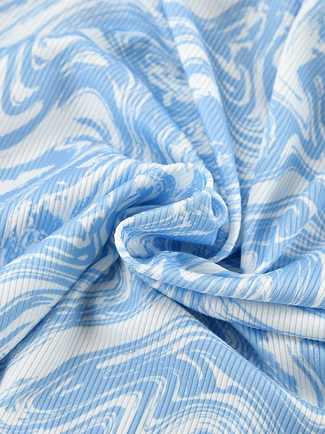 マーブルリブレースアップパンツセットアップ