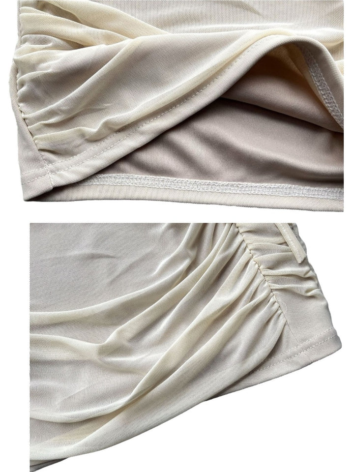 ドレープギャザーリボンチュールタンクトップ