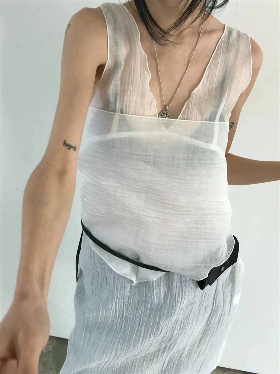 スカーフ付きテクスチャーワンピース