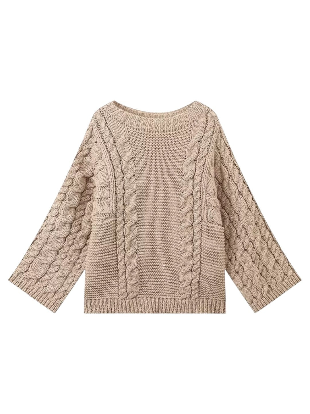 ワイドスリーブケーブルニットセーター