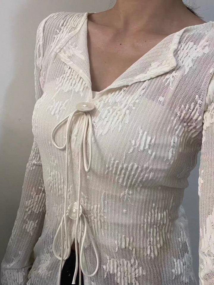 メロウフリルシアージャガードカーディガン