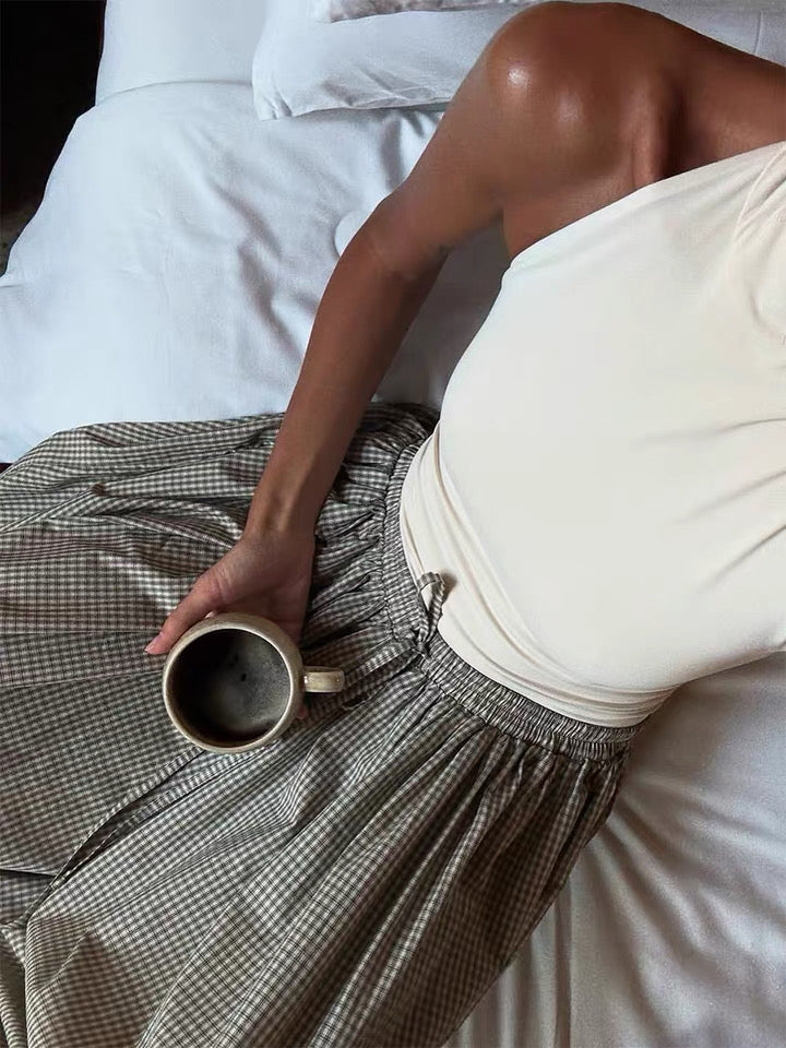 ギンガムワイドバルーンパンツ