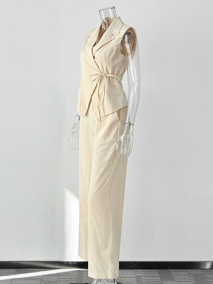 コットンラップベストパンツセットアップ