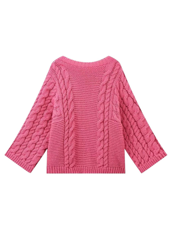 ワイドスリーブケーブルニットセーター