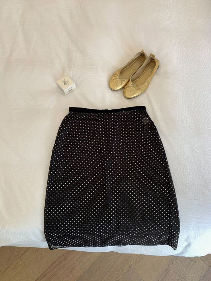 ドット柄シフォンレイヤースカート
