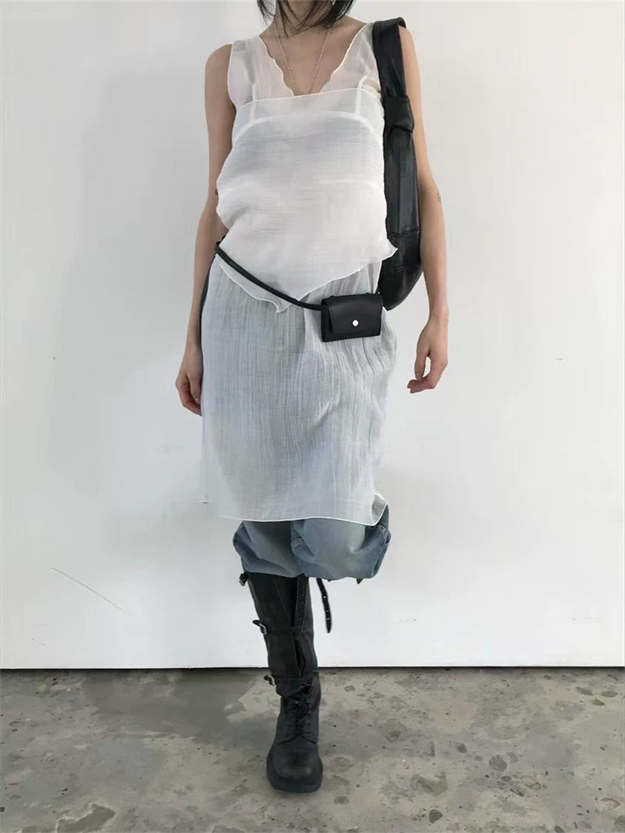 スカーフ付きテクスチャーワンピース