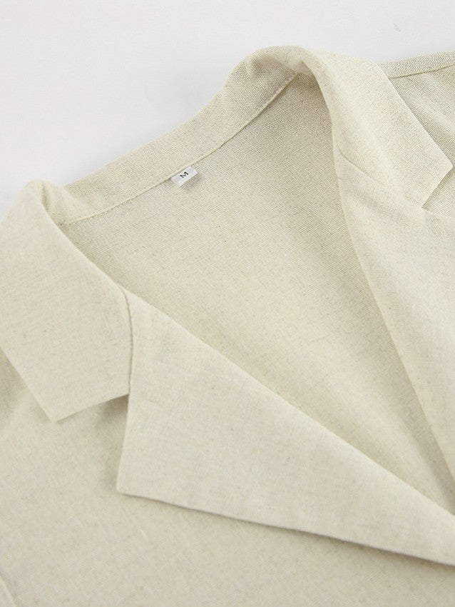 コットンリネンテーラードベストパンツセット