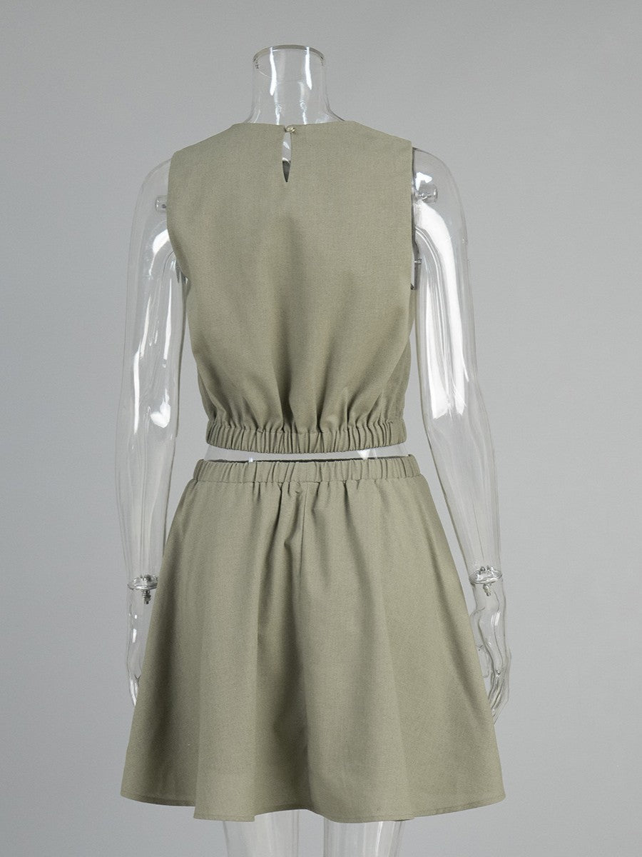 綿麻セパレートスリーブレスワンピース