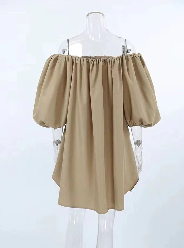 【アウトレット】(即納) 2wayオフショルバルーンスリーブワンピース