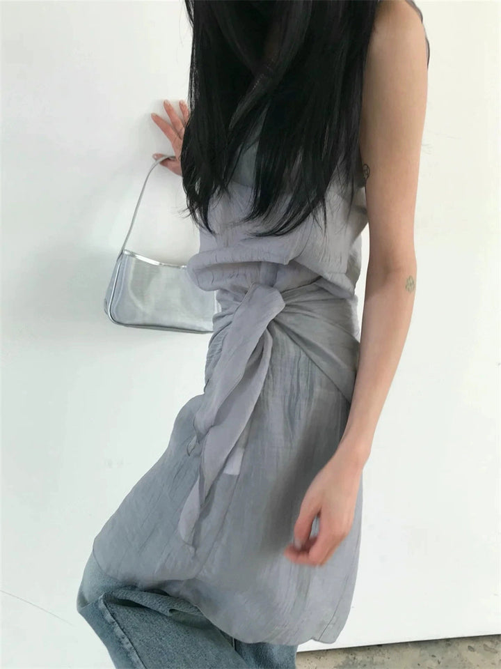 スカーフ付きテクスチャーワンピース