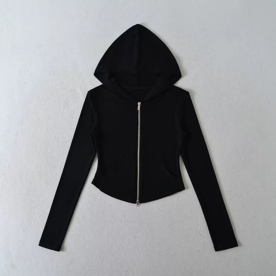 ベーシックソリッドカラージップアップパーカー