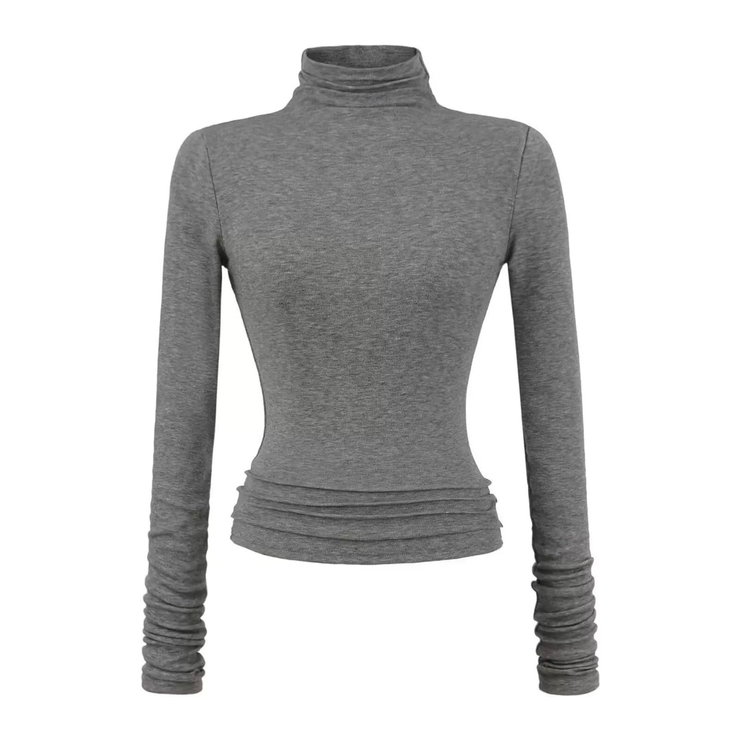 ベーシックソリッドカラータートルネックトップス