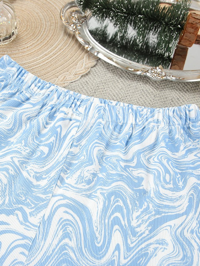 マーブルリブレースアップパンツセットアップ