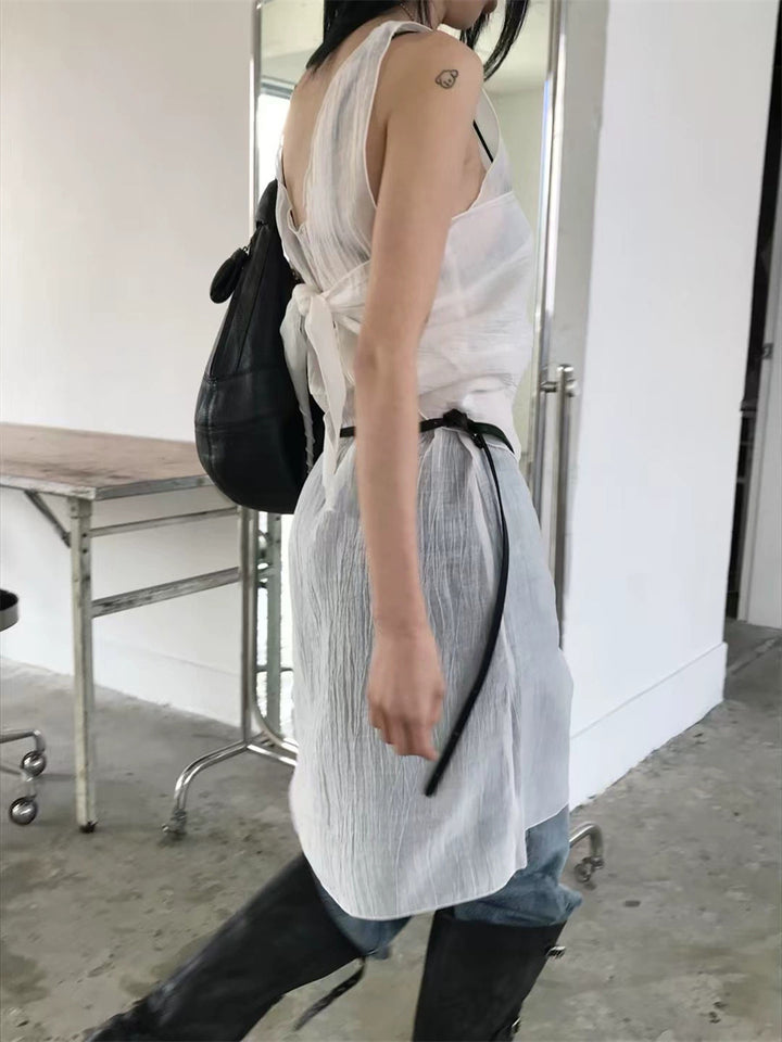 スカーフ付きテクスチャーワンピース