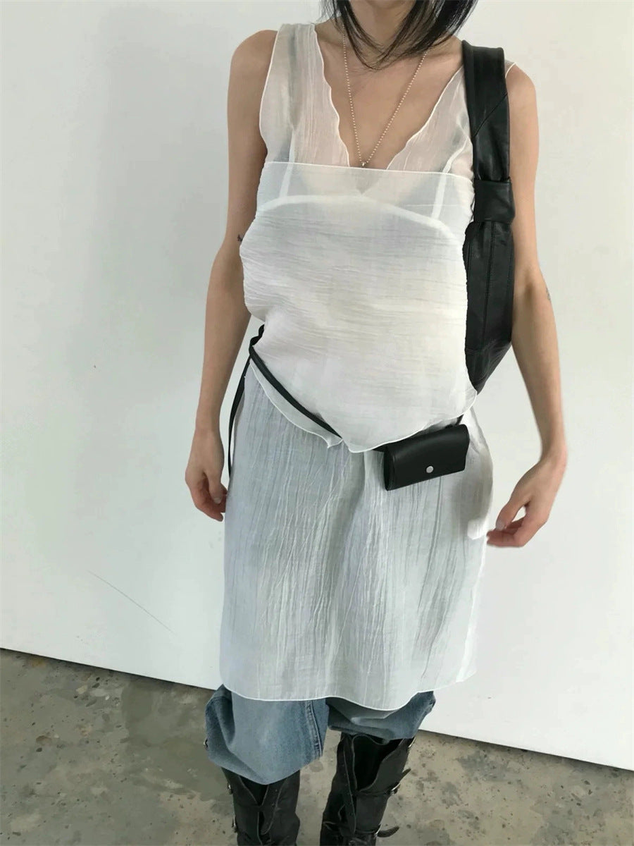 スカーフ付きテクスチャーワンピース