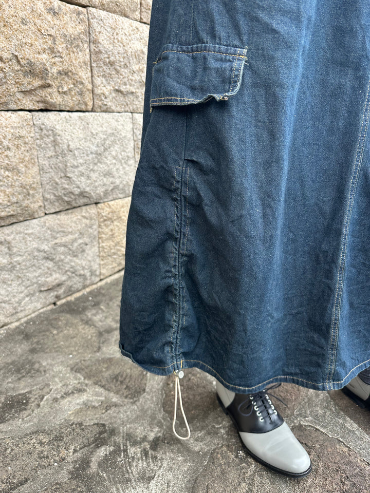 ノンウォッシュデニムベストスカートセット