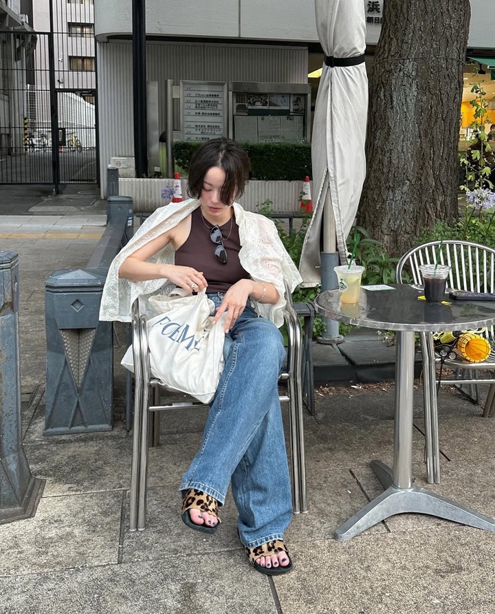 シアーカットワークレースワイドシャツ