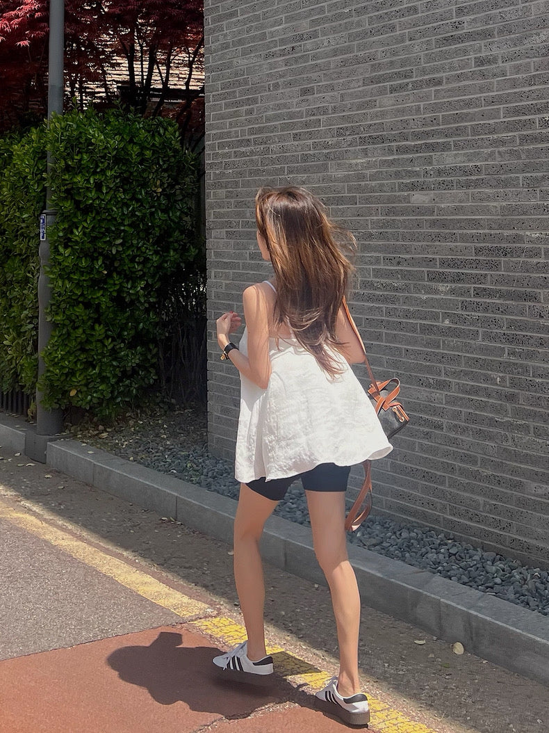 シアートリムコットンロングキャミソール