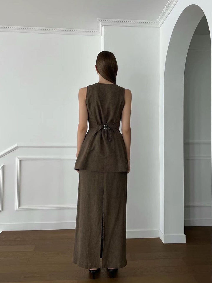 ロングシェイプベストスカートセット