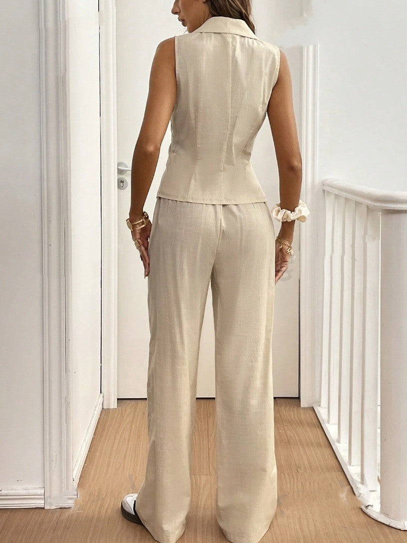 コットンラップベストパンツセットアップ