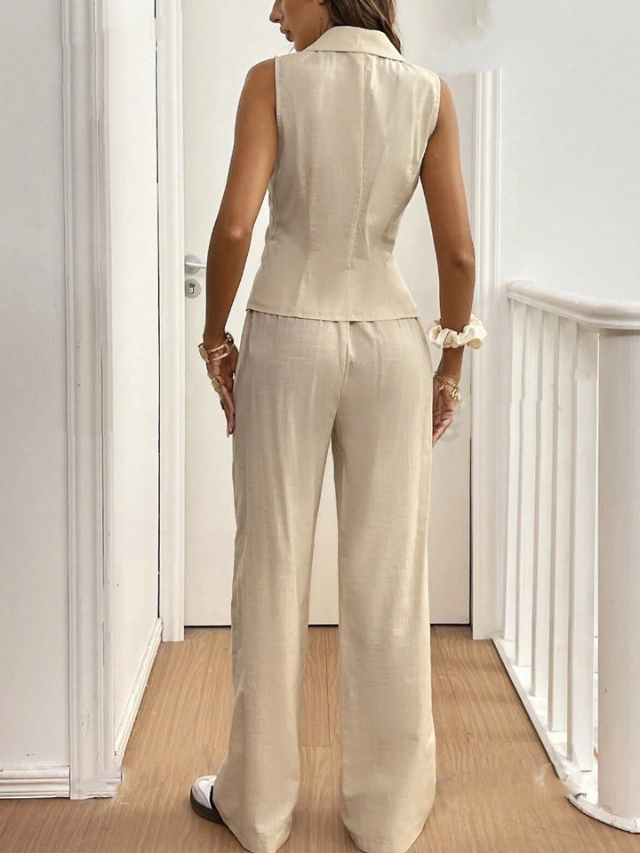 コットンラップベストパンツセットアップ