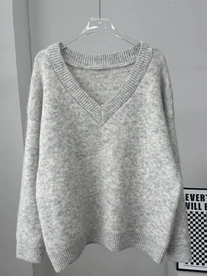 マフラー付きVネックセーター