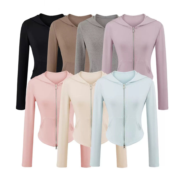 ベーシックソリッドカラージップアップパーカー