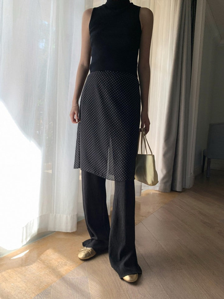 ドット柄シフォンレイヤースカート