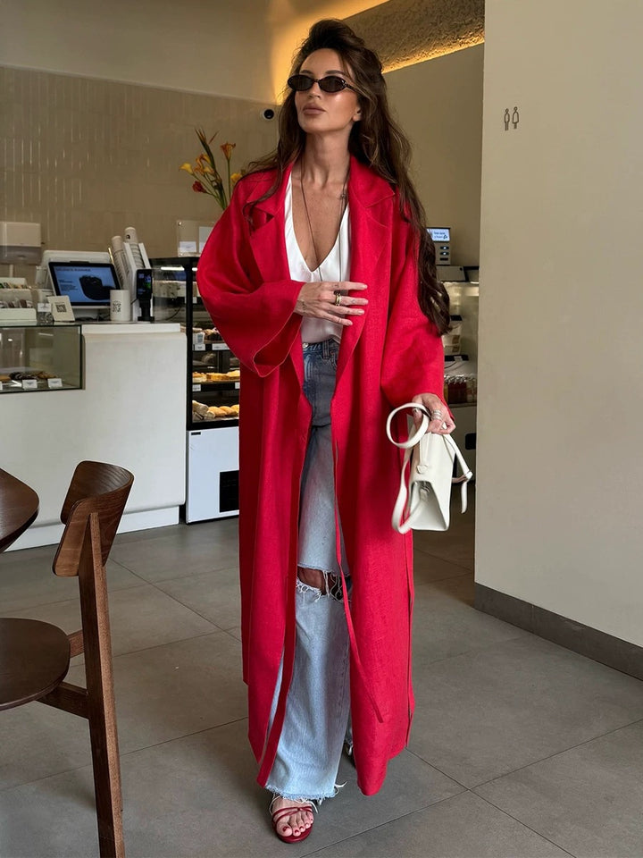 オープンカラーラップロングジャケット