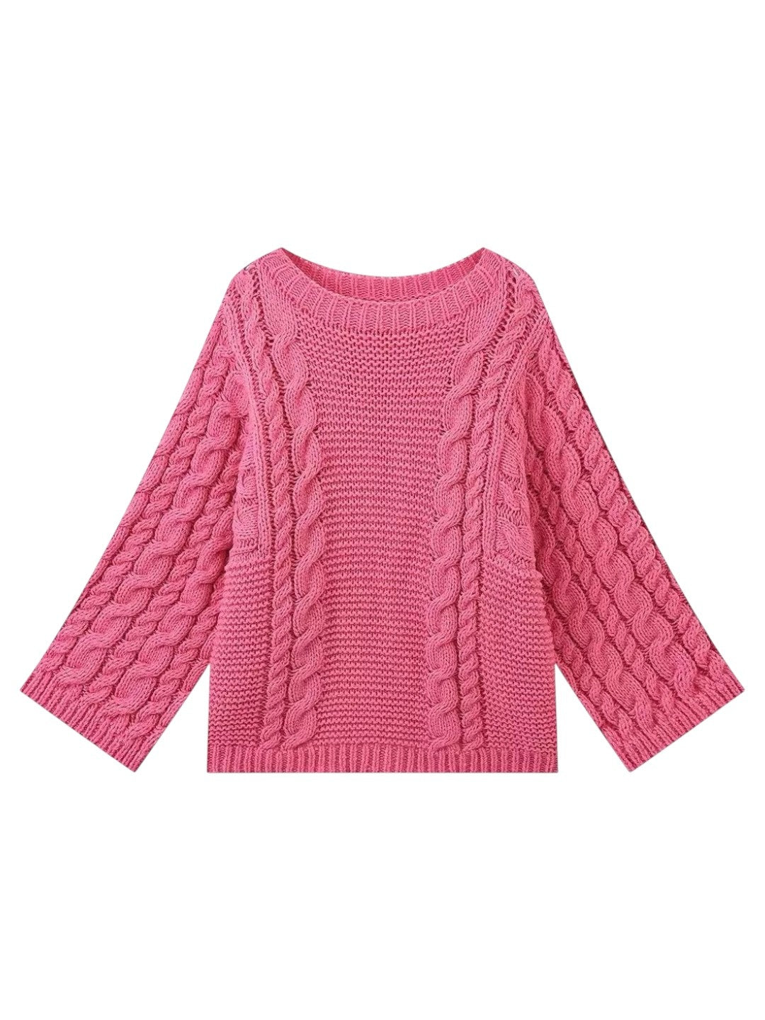 ワイドスリーブケーブルニットセーター