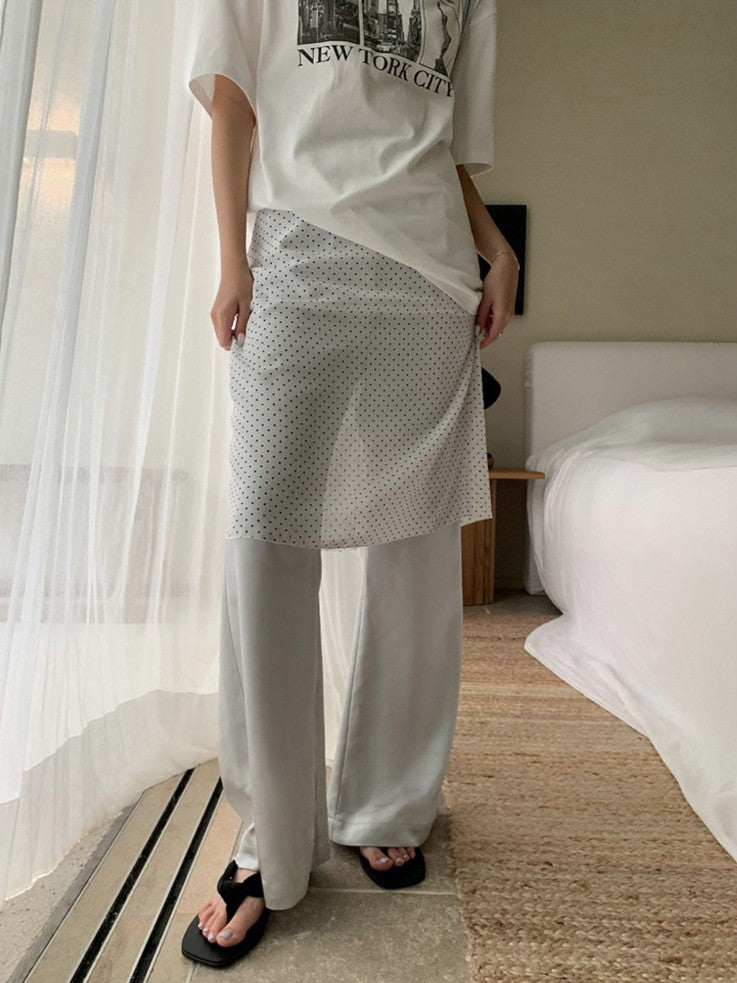 ドット柄シフォンレイヤースカート