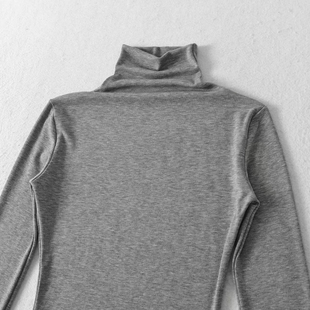 ベーシックソリッドカラータートルネックトップス