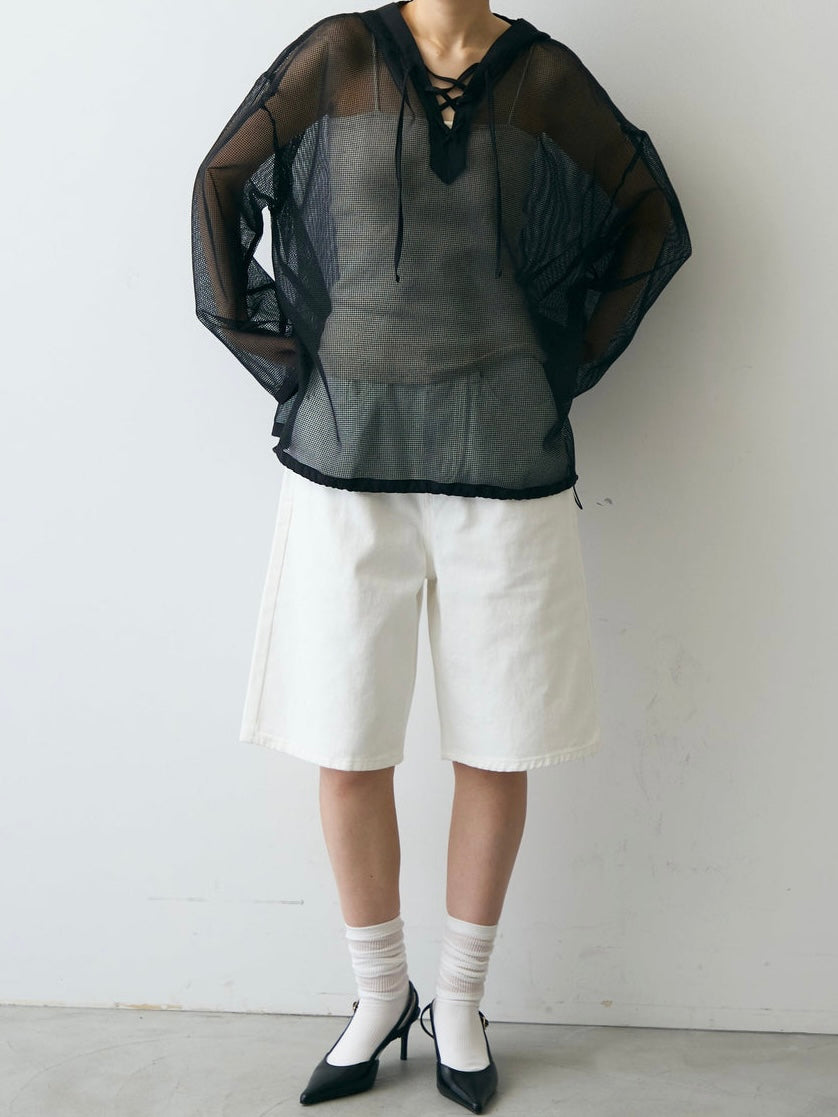 【 Select 】メッシュカットソーフーディープルオーバー