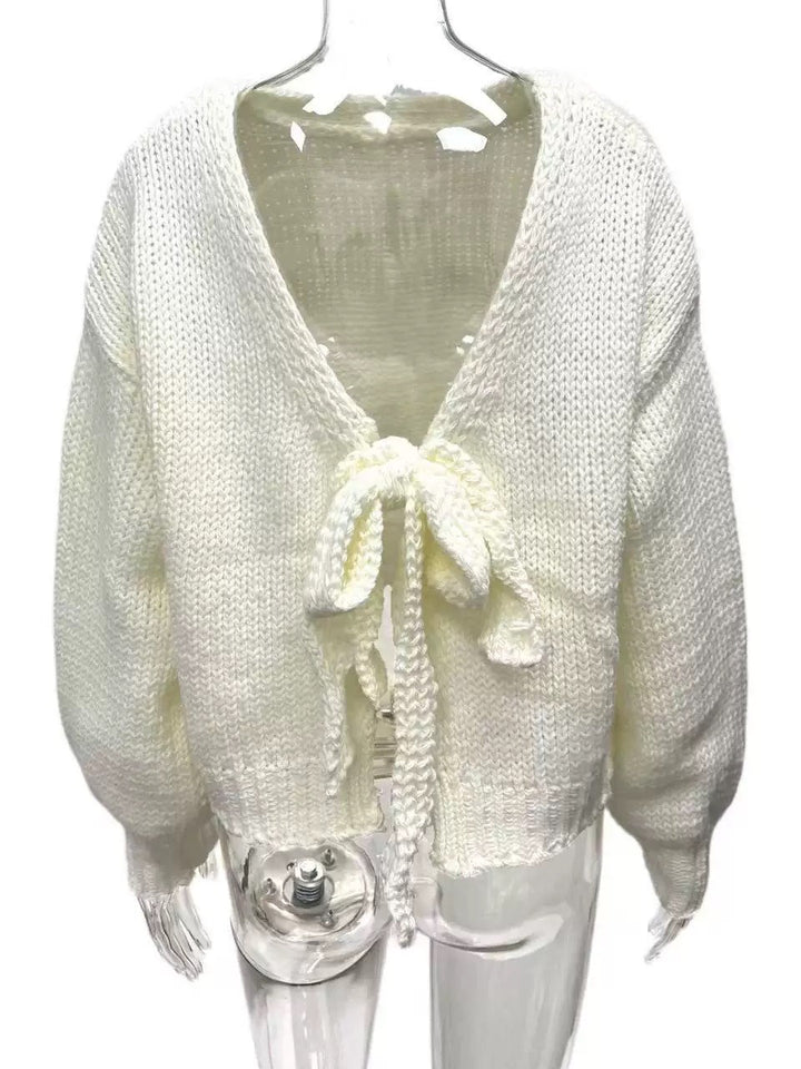 バックオープンリボンセーター