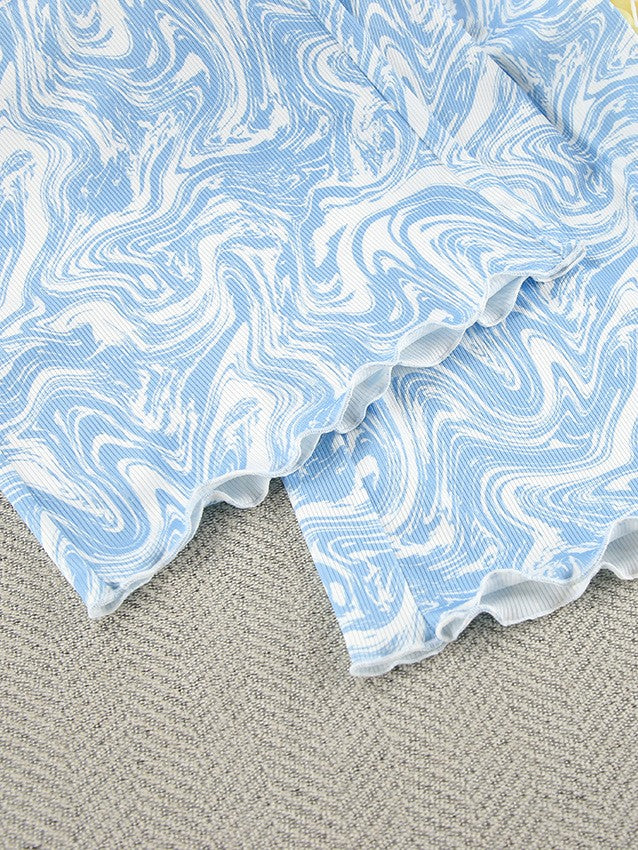 マーブルリブレースアップパンツセットアップ