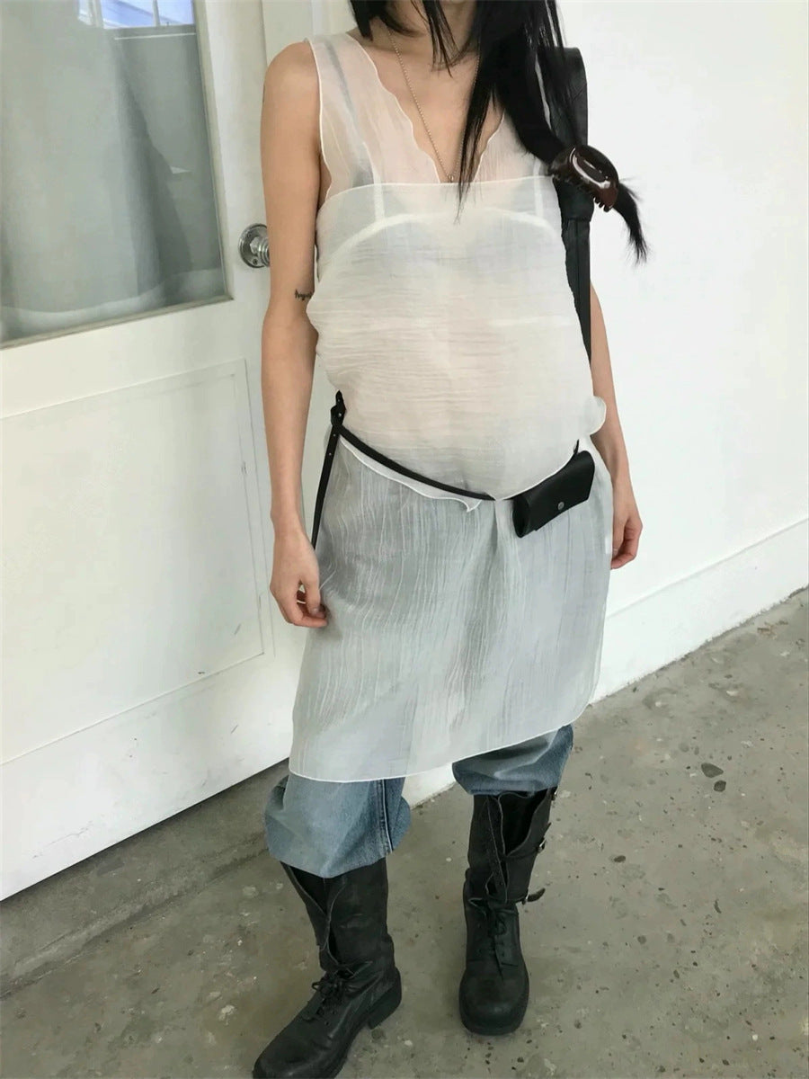 スカーフ付きテクスチャーワンピース