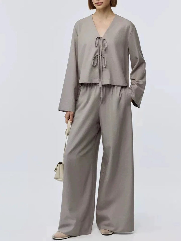 【アウトレット】(即納) コットンレースアップルーズパンツセット