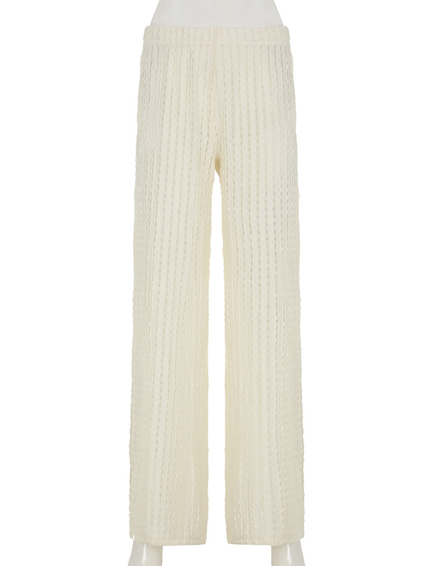 ストライプシアーテクスチャーリラックスパンツ